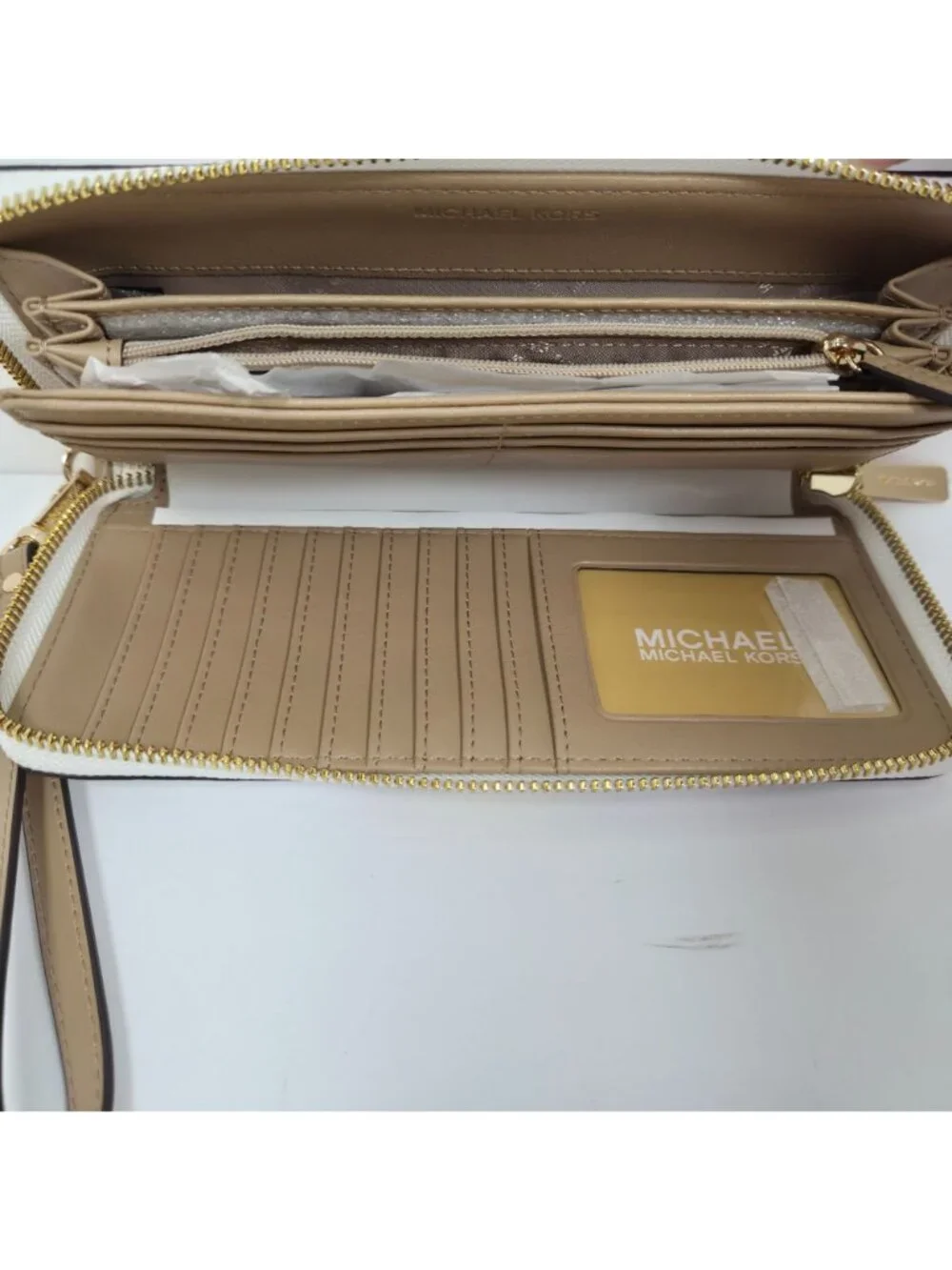 Michael Kors Women's Center Stripe Buttercup LG Travel Continental Wallet NWT